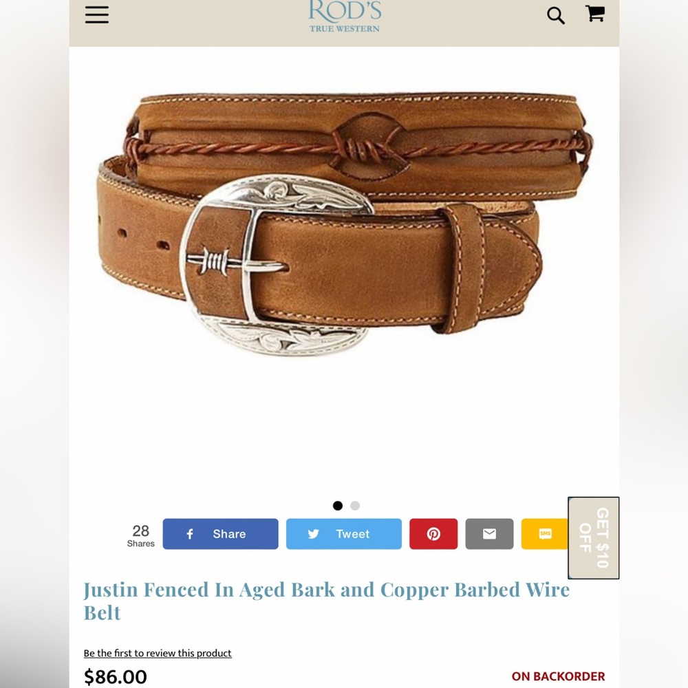 Justin barbed wire belt